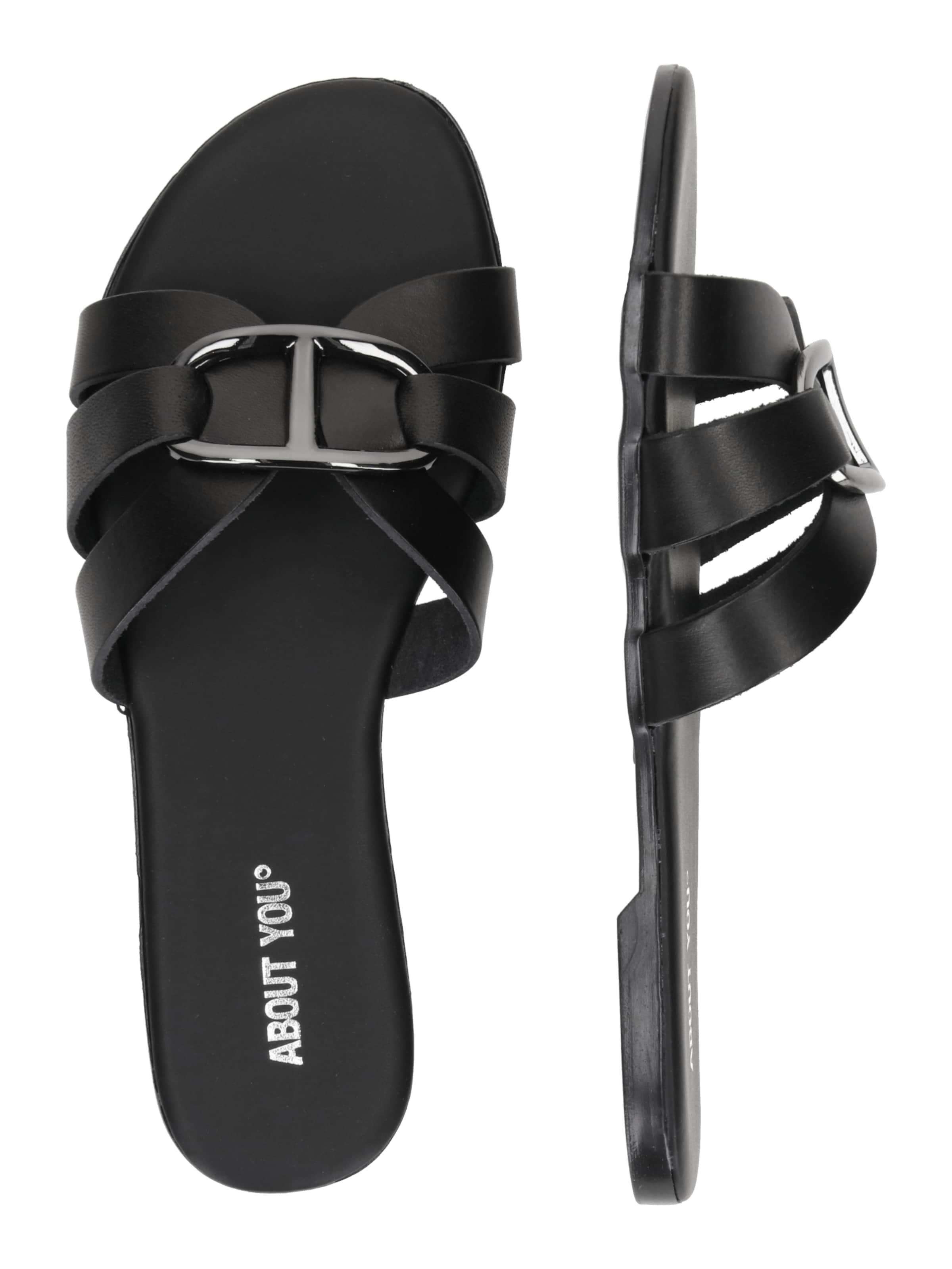 melns ABOUT YOU Ādas čības 'Malena'