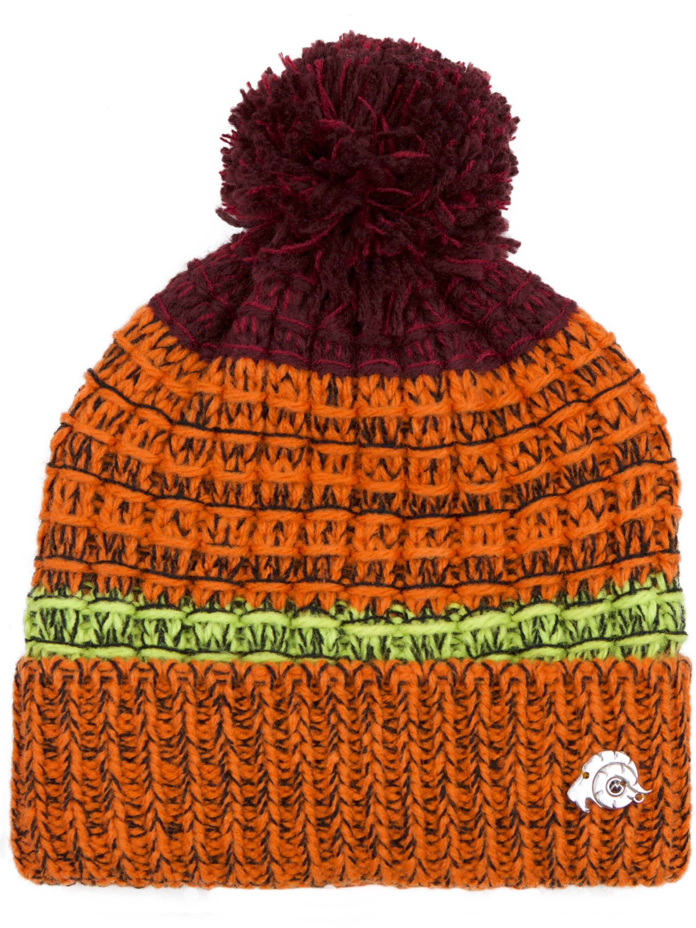 Guggen Mountain Mütze 'Mütze K109 Wintermütze mit Bommel und leichtem Fleecefutter'‌‌‌‌‌‌‌‌‌‌ in Orange: Vorderseite