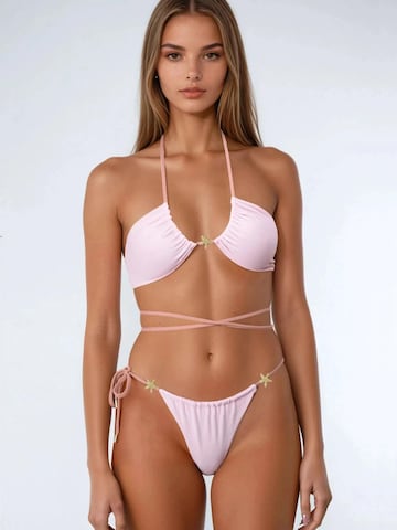 Flavia Valentini Triangel Bikini 'Roma Sponge Mini Starfish Reversibile Bikini Set - Rosa/Mocha Mousse'‌‌ in Pink: Vorderseite