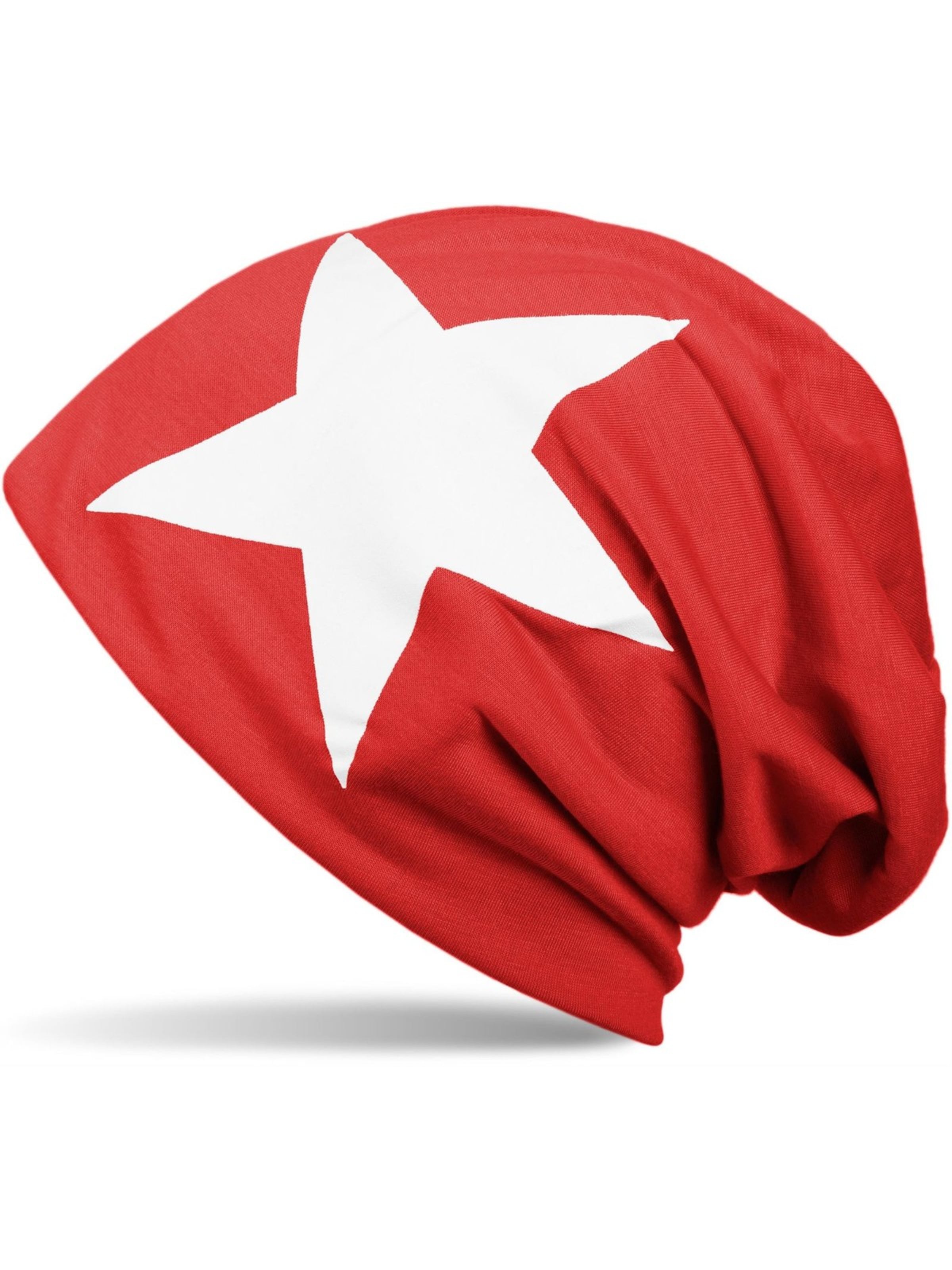 styleBREAKER Mütze 'Beanie mit Stern Print'‌ in rot, Produktansicht