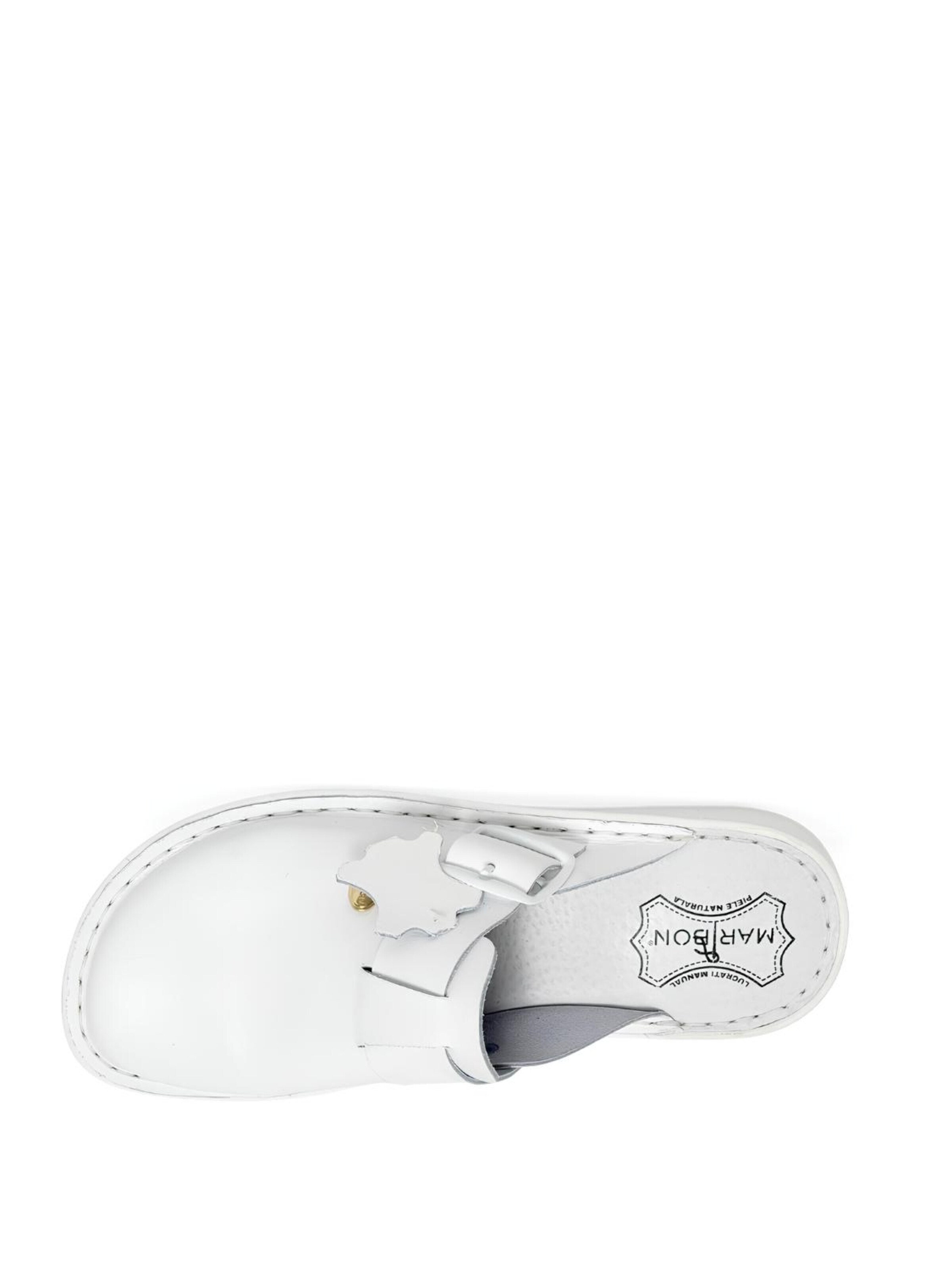 MARIBON - Zuecos 'Medical Clogs – Genuine Leather, Hand-Stitched Sole, White' en blanco