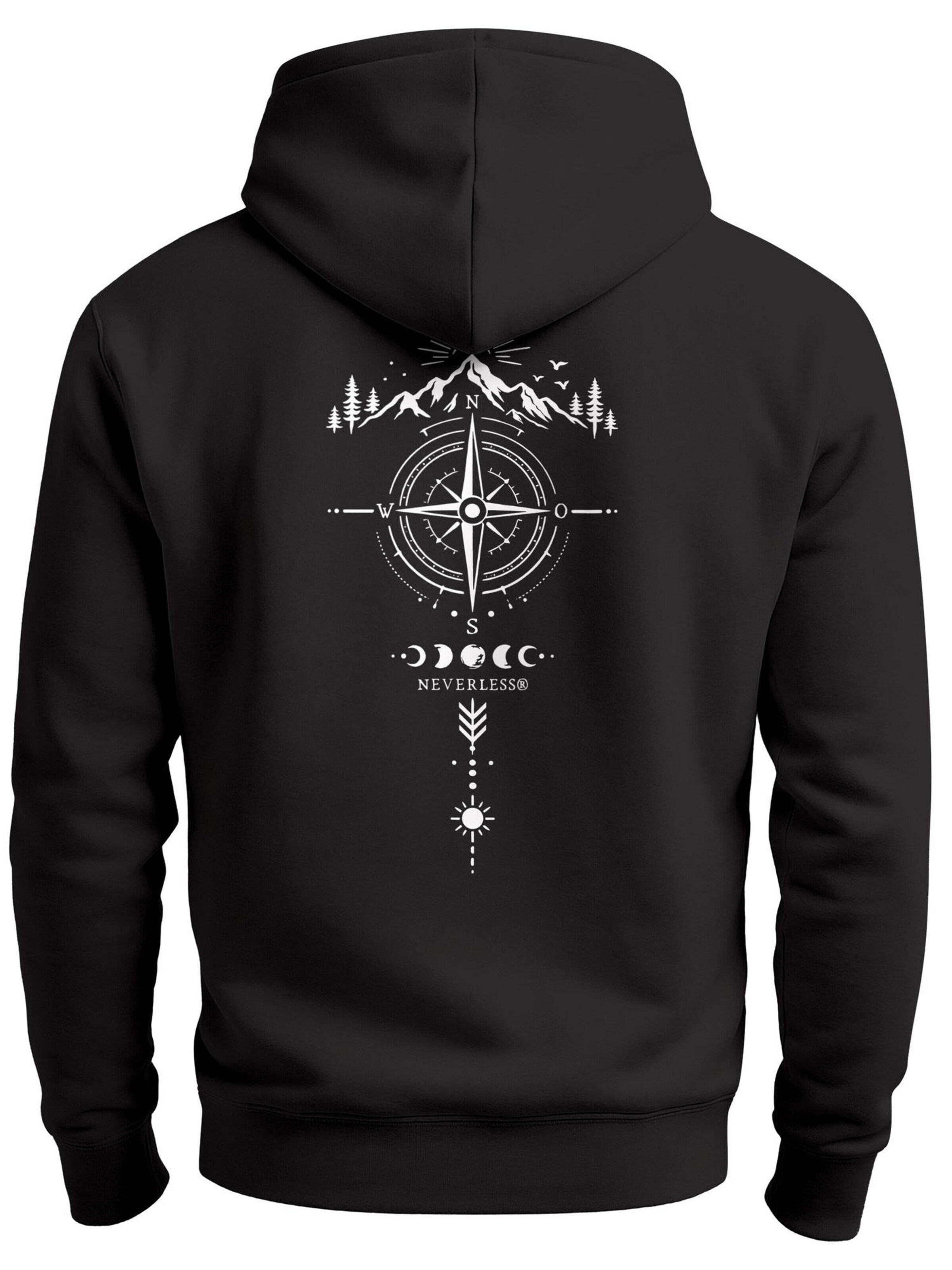 Neverless Sweatshirt 'Berg Kompass' in Black