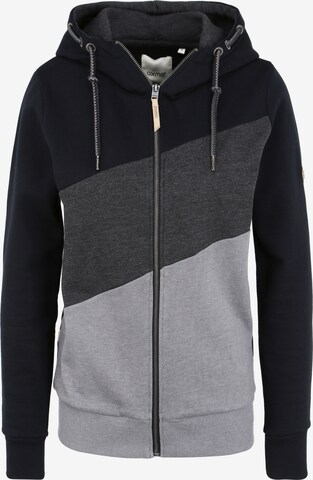 Oxmo Zip-Up Hoodie in Black: front