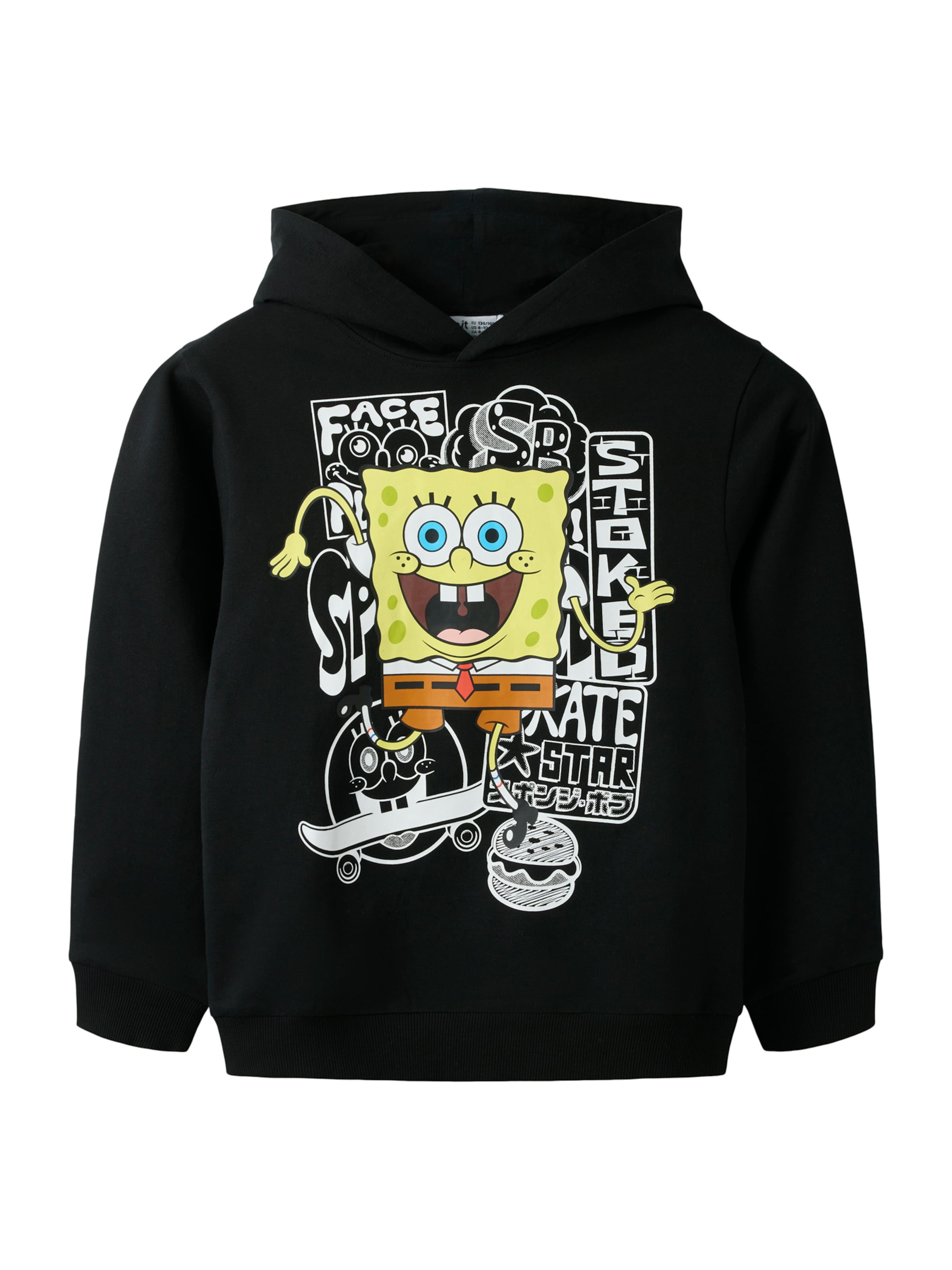 Sweat 'NKMSONNE SPONGEB' NAME IT en noir : devant