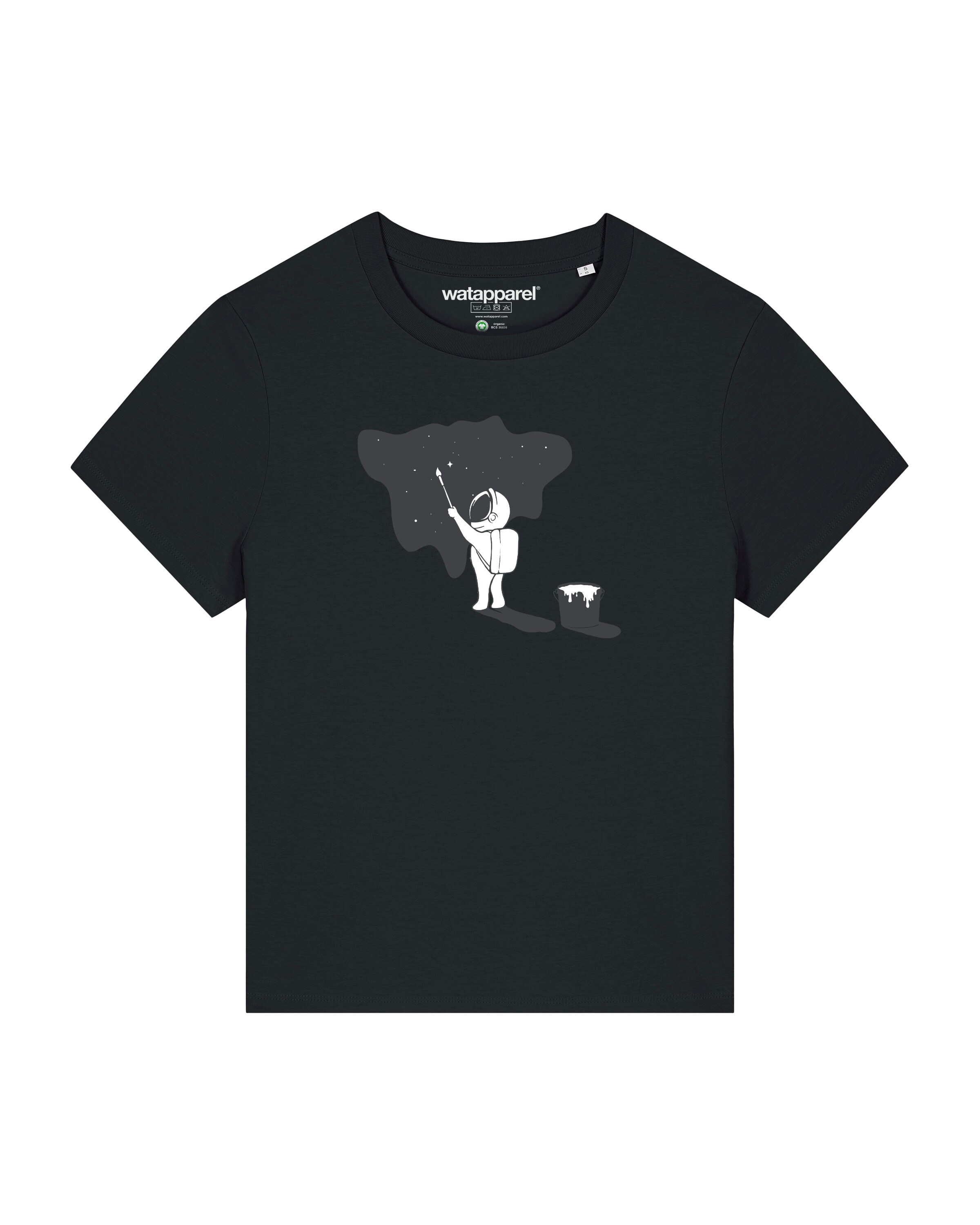 Maglietta 'Painting space' di Watapparel in nero: frontale