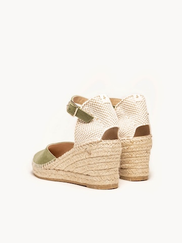 Alhamas Strap sandal 'Alpargata Cuña 7 cm' in Green
