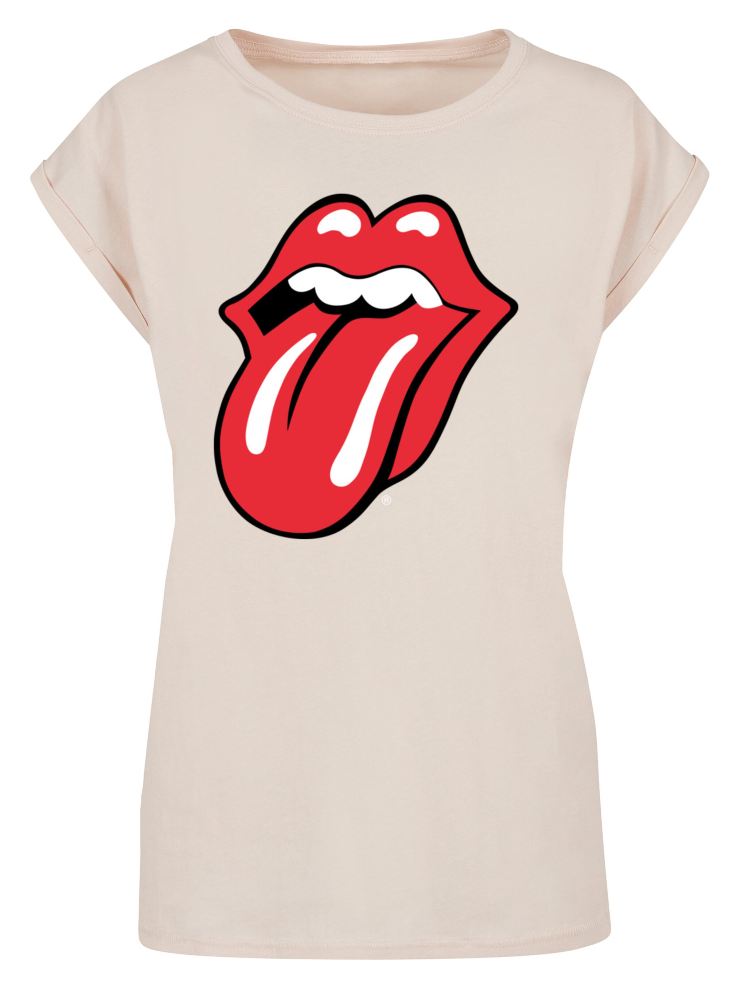 T-shirt 'The Rolling Stones Classic Tongue Blk' F4NT4STIC en beige : devant