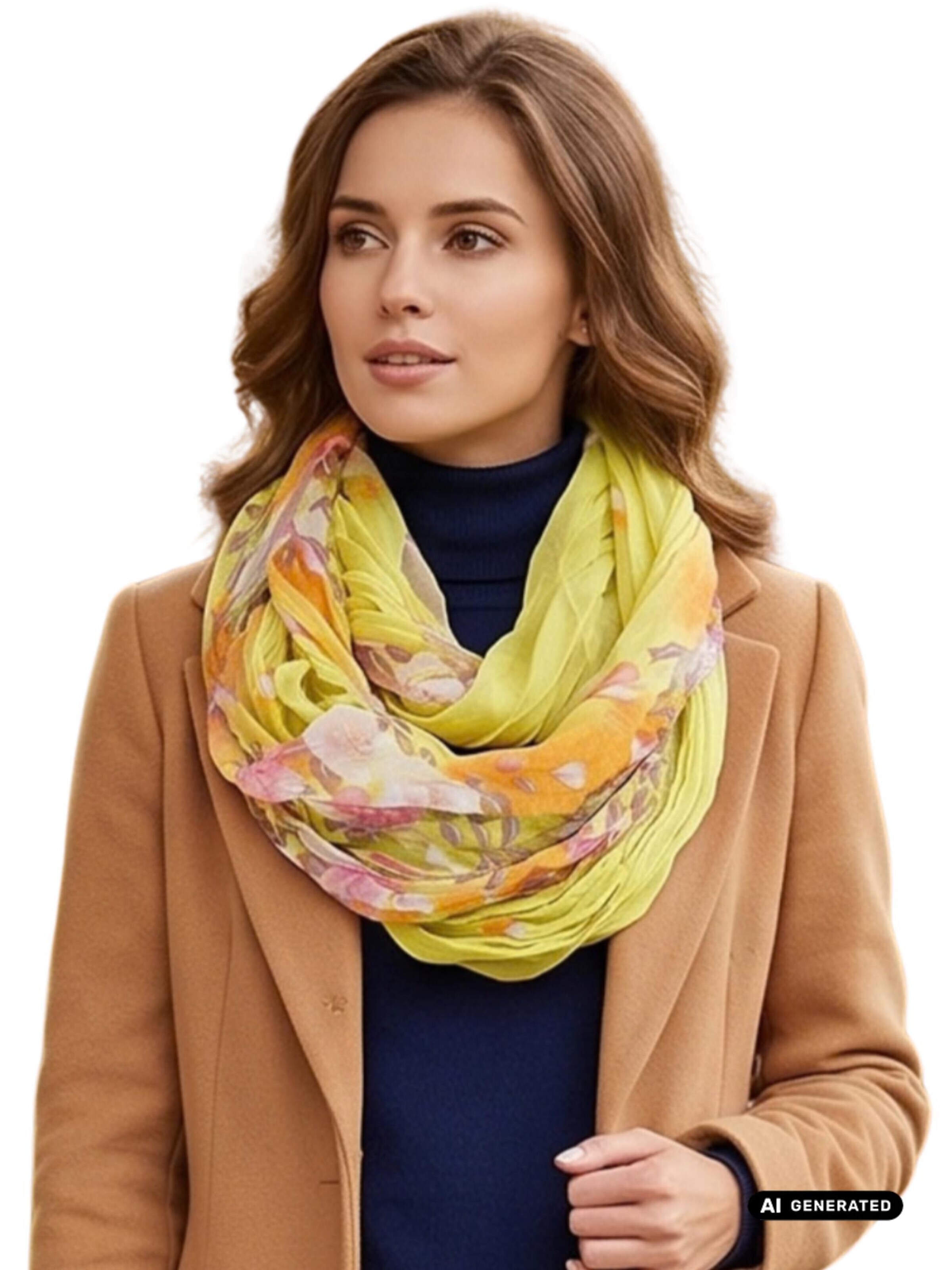 AvaMia Tube Scarf 'Schlauschal Blume' in Yellow: front