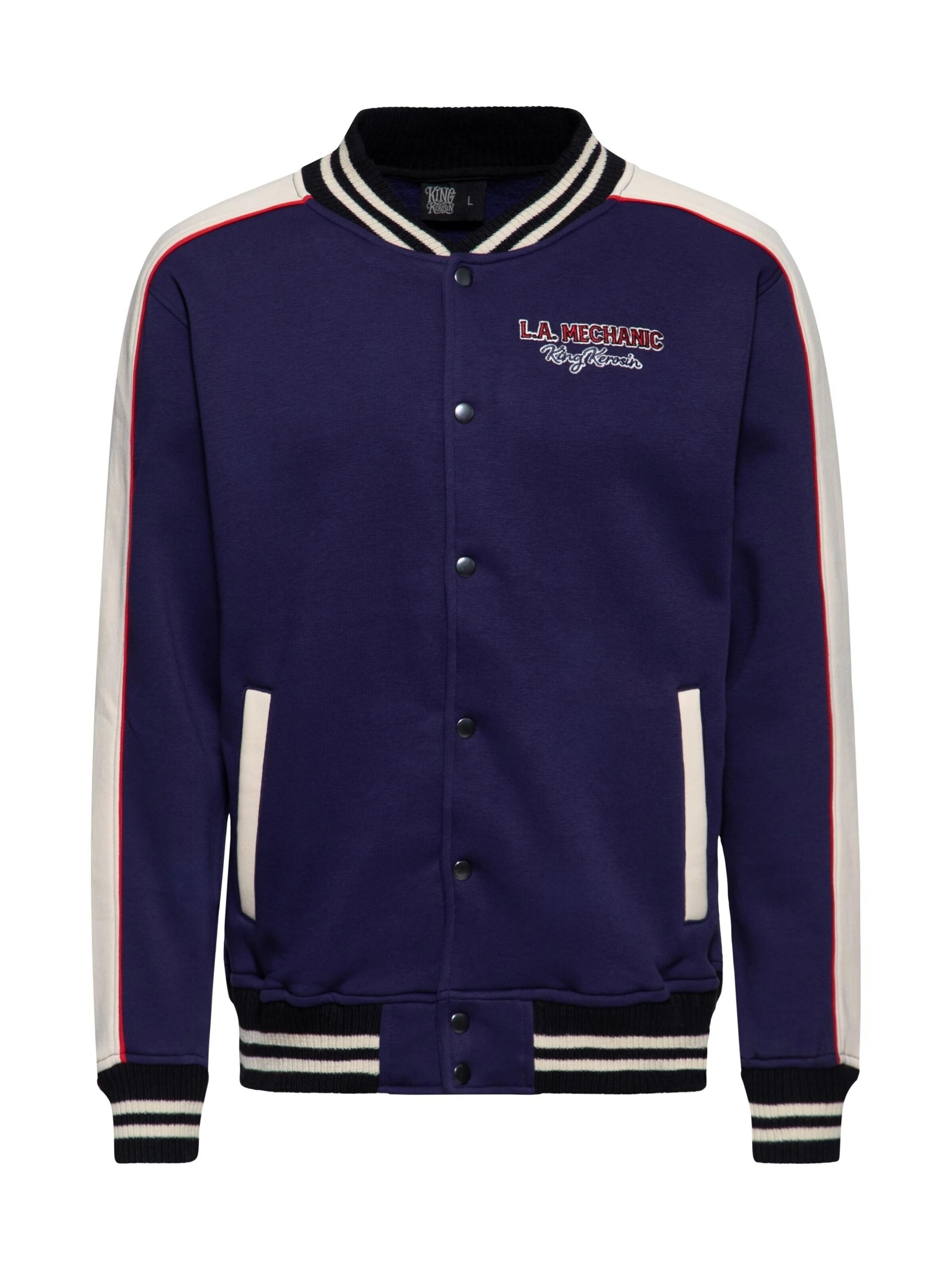 King Kerosin Zip-Up Hoodie 'L.A. Mechanic' in Blue: front