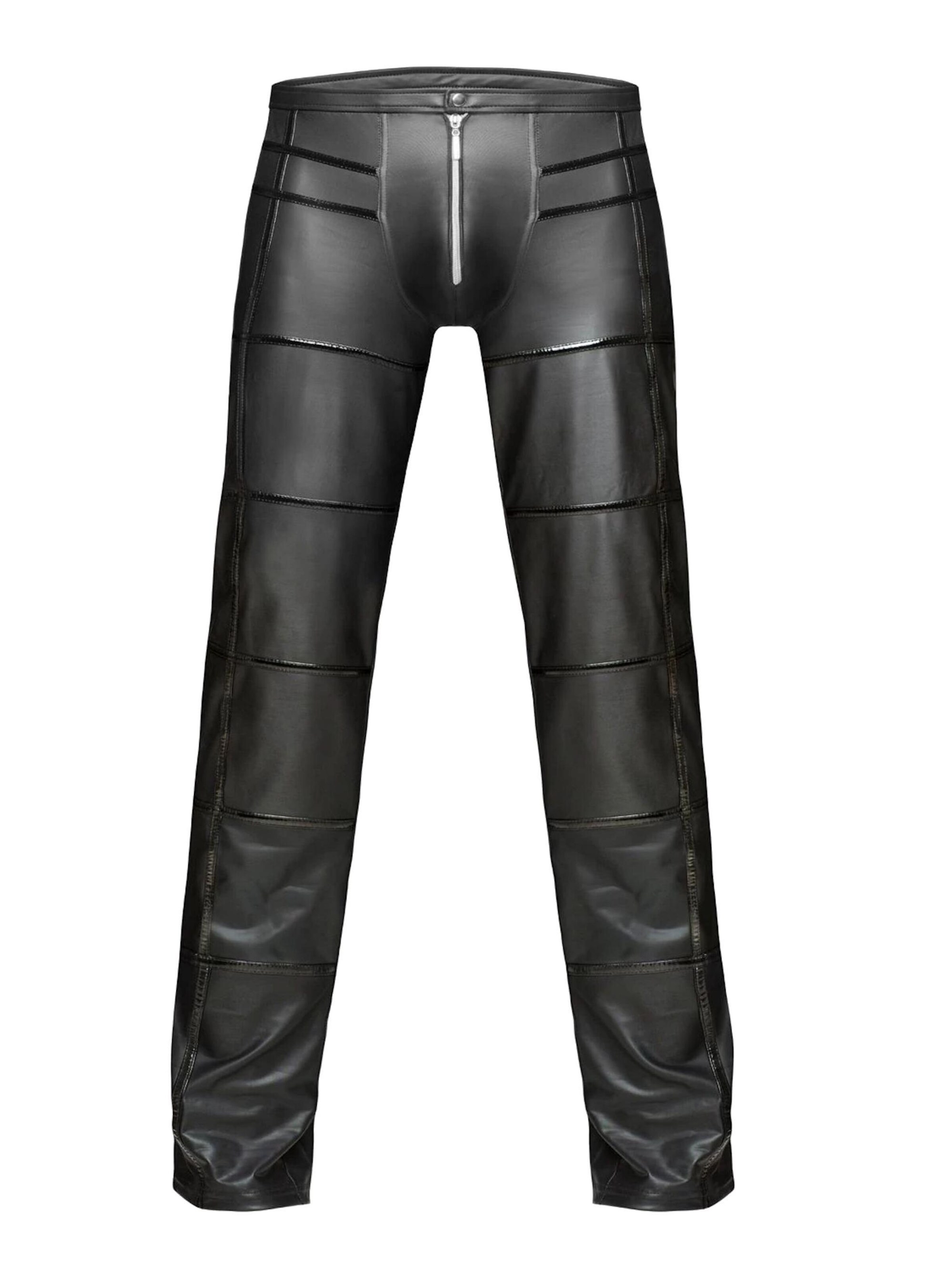 Noir Handmade Regular Cargohose 'Wetlook-Hose H021'‌‌‌‌ in Schwarz: Vorderseite
