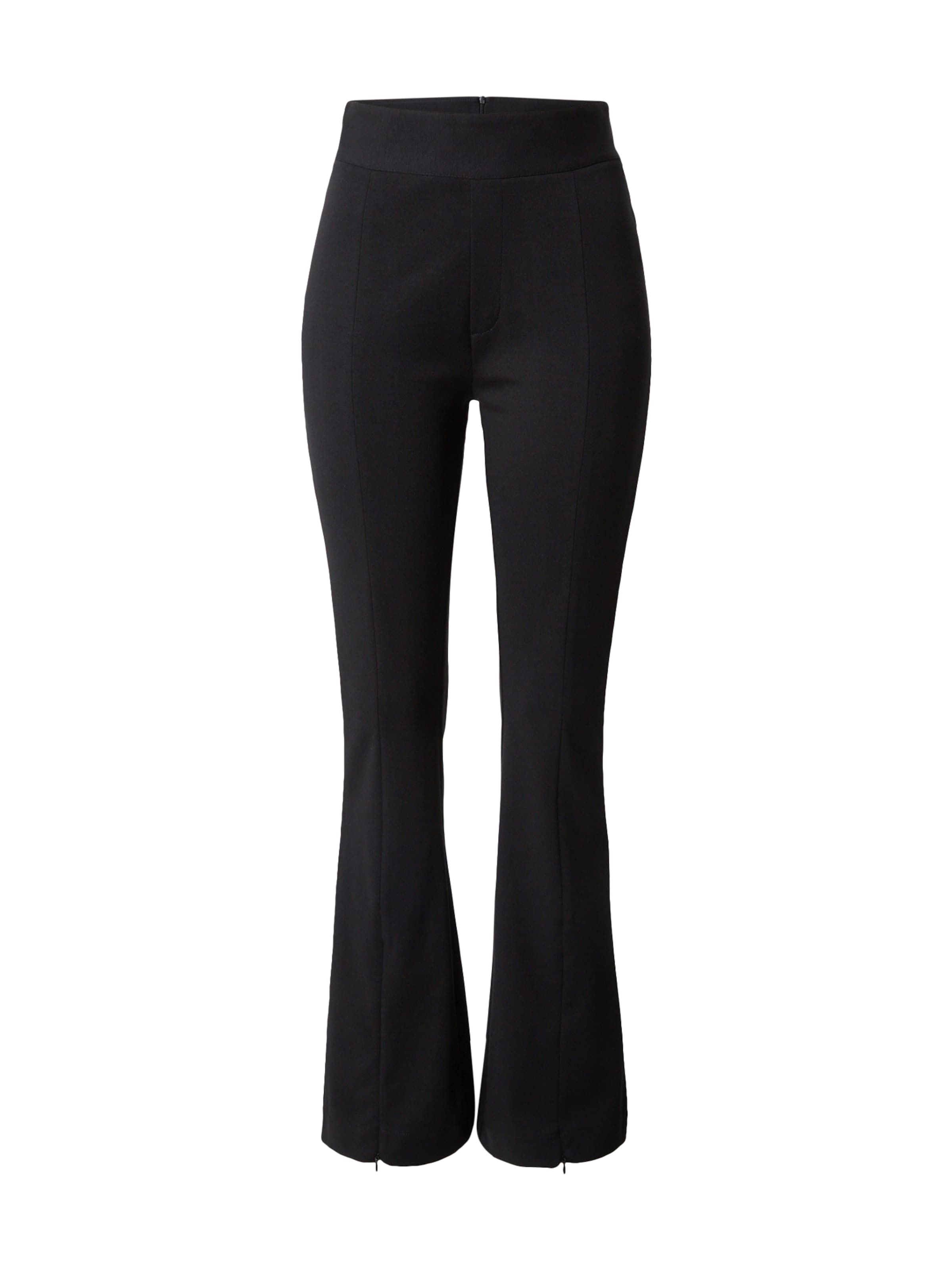 QS Flared Broek in Zwart: voorkant