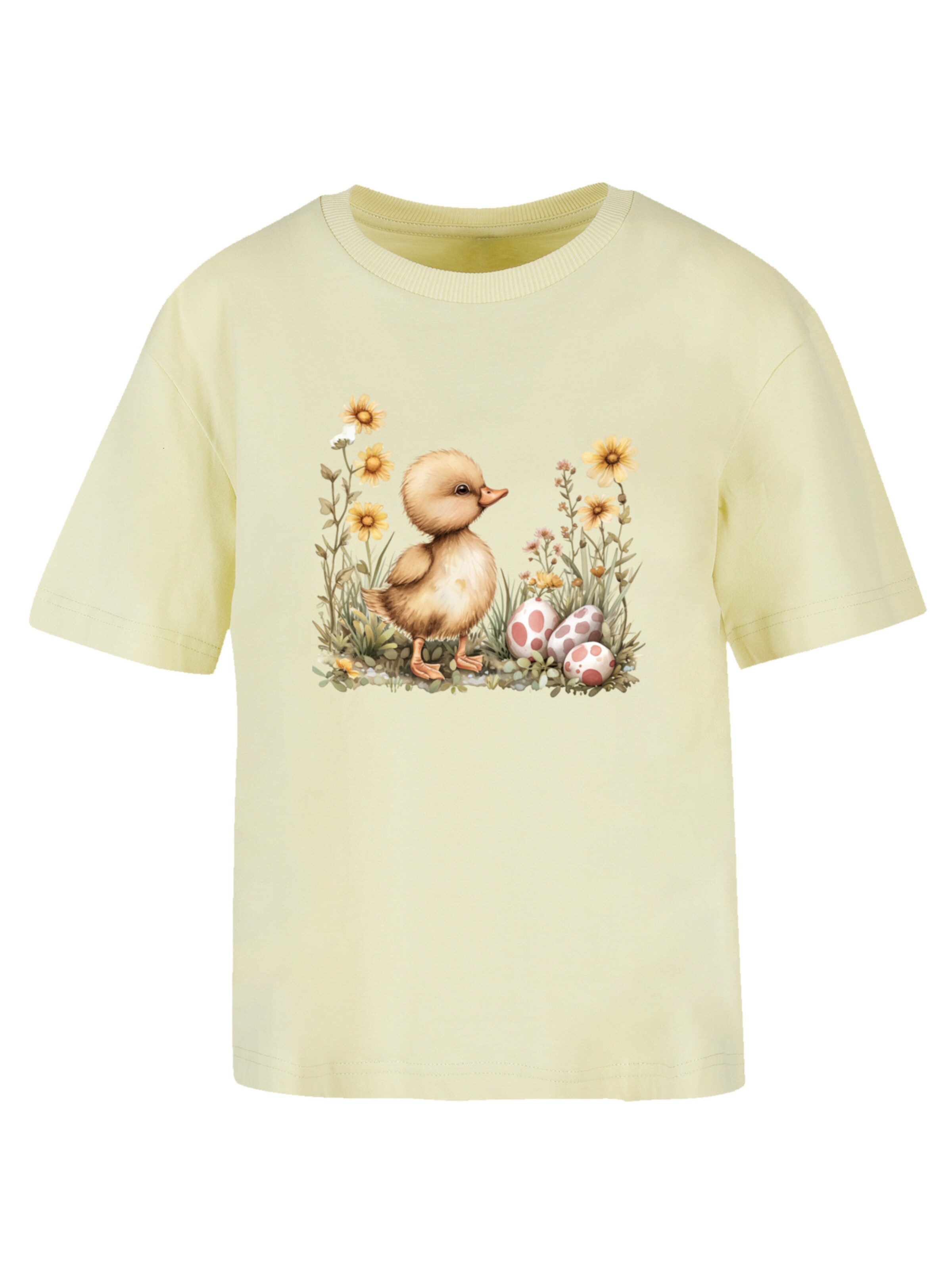 F4NT4STIC Shirt 'Niedliche Enten Ostereier' in Geel: voorkant
