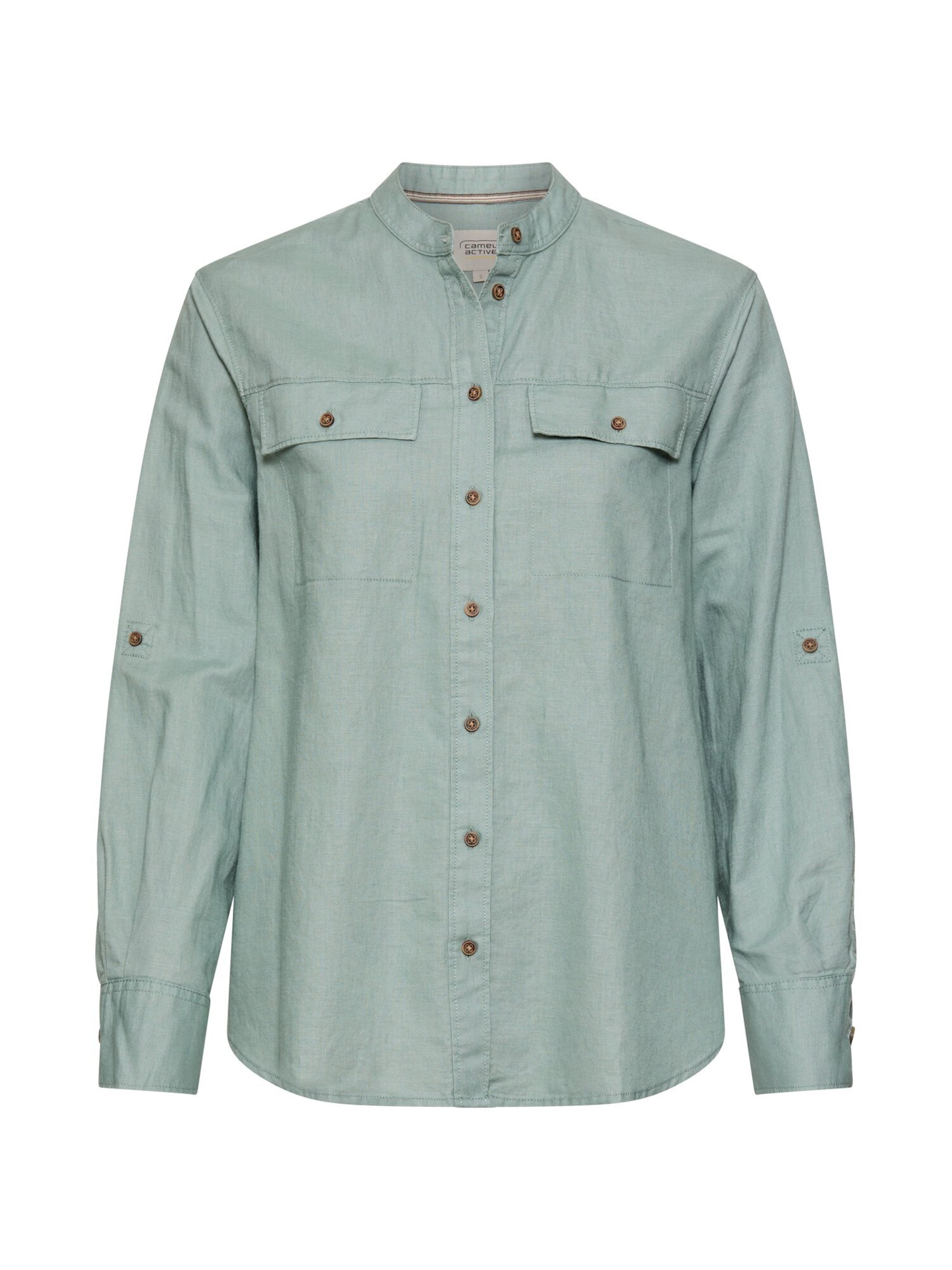 CAMEL ACTIVE Bluse mit Stehkragen und Knopfleiste in Blau: Vorderseite