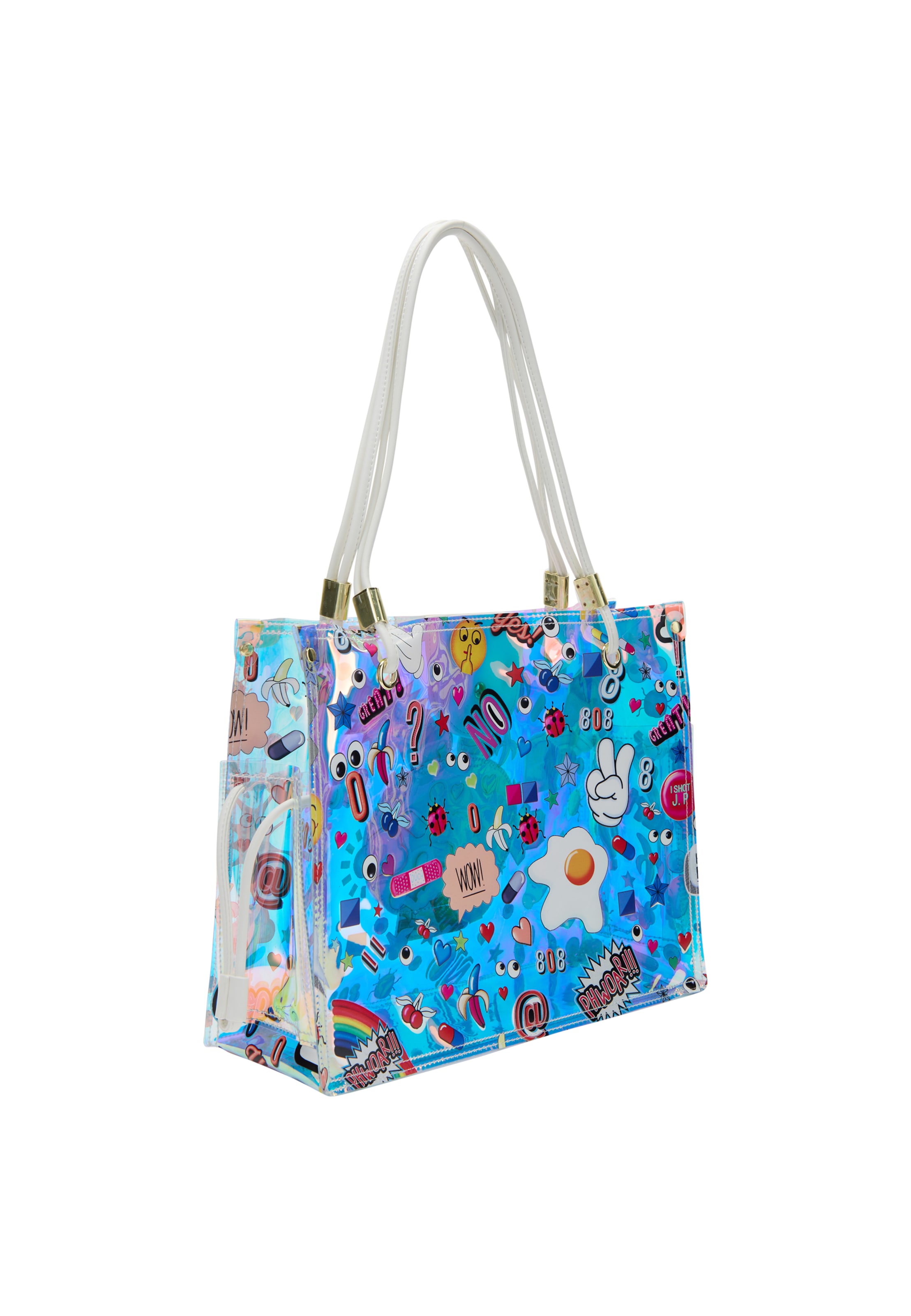 MYMO "Чанта тип ""Shopper""" 'Pop Eyetheme' в синьо