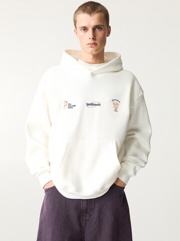 Sweat-shirt 'VAN GOGH SUNFLOWERS' Pull&Bear en blanc