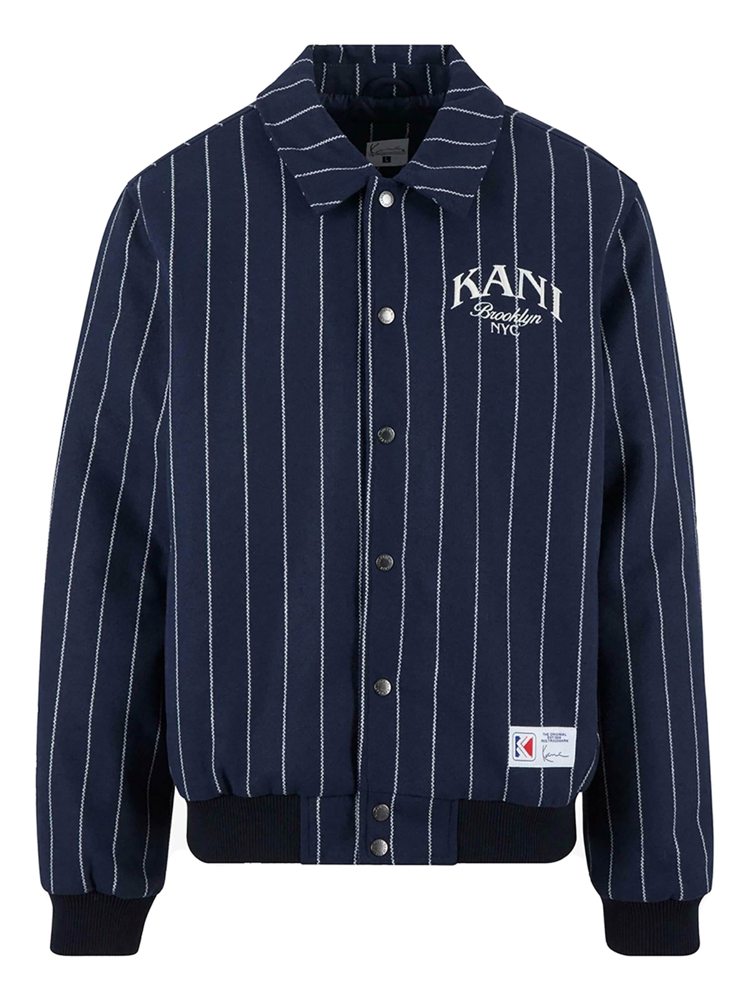 Karl Kani Outdoorová bunda 'Pinstripes' – modrá: přední strana