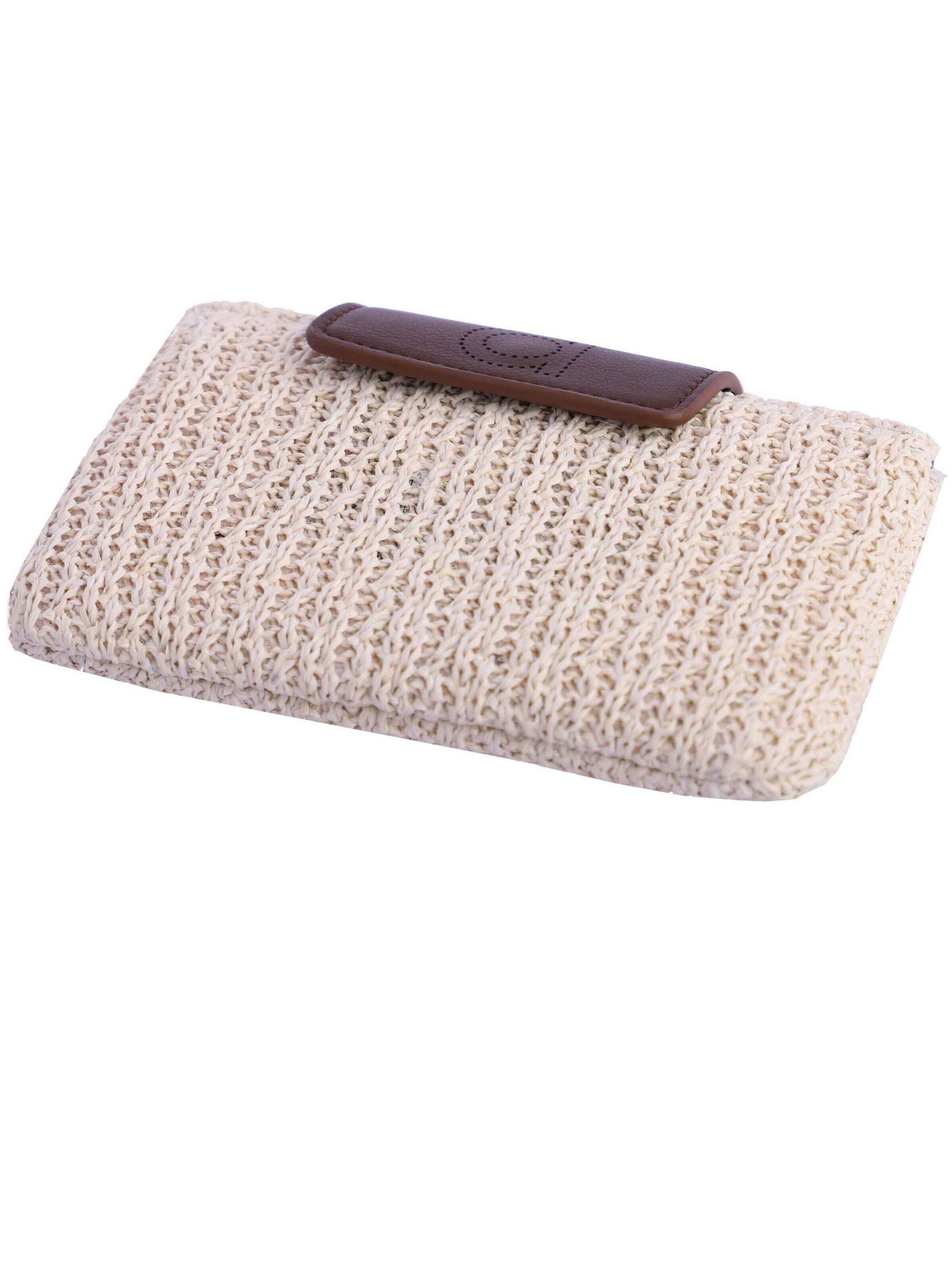 Amichi - Cartera 'Cartera para mujer Sunny de fibras naturales  y cierre de solapa y cremallera' en blanco