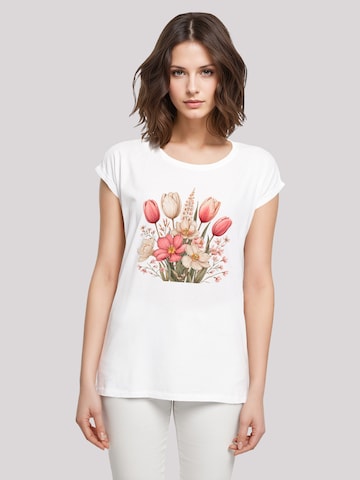 T-shirt 'Rosa weißer Frühlingsblumenstrauß' F4NT4STIC en blanc : devant