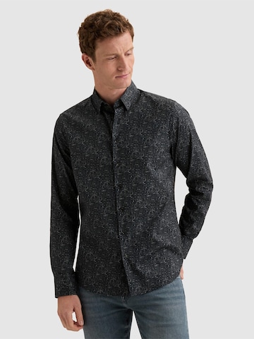 VANGUARD Overhemd 'Shirt in poplin with stretch and allover print' in Blauw: voorkant
