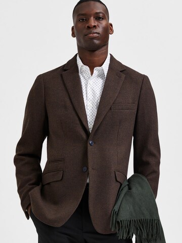 SELECTED HOMME Slim fit Suit Jacket 'DALLAS' in Brown