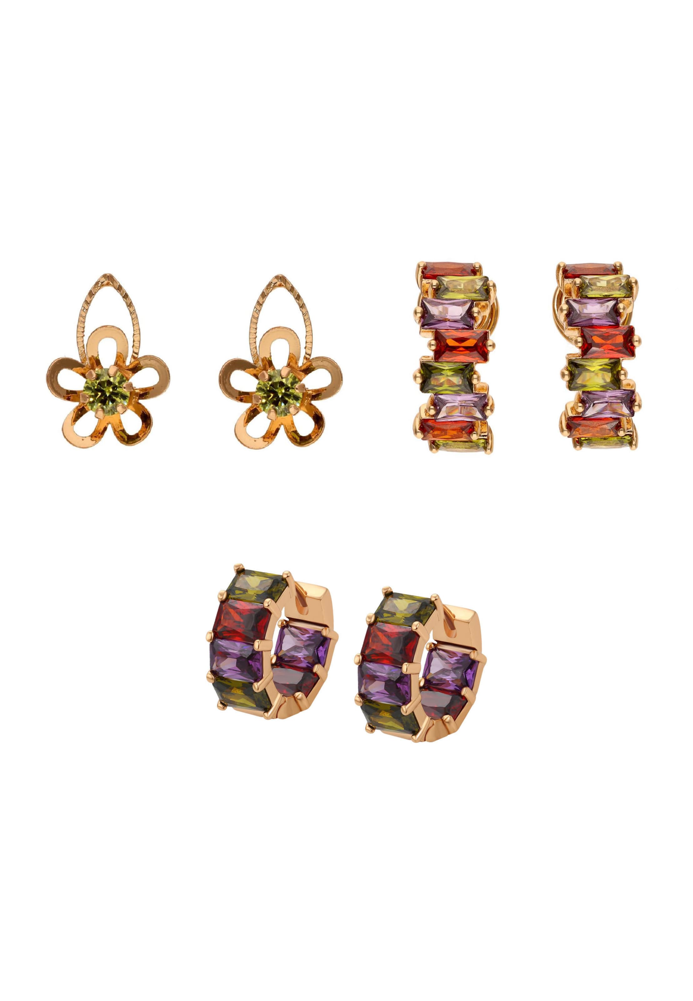 faina Brincos em safira / ouro / verde / roxo, Vista do artigo