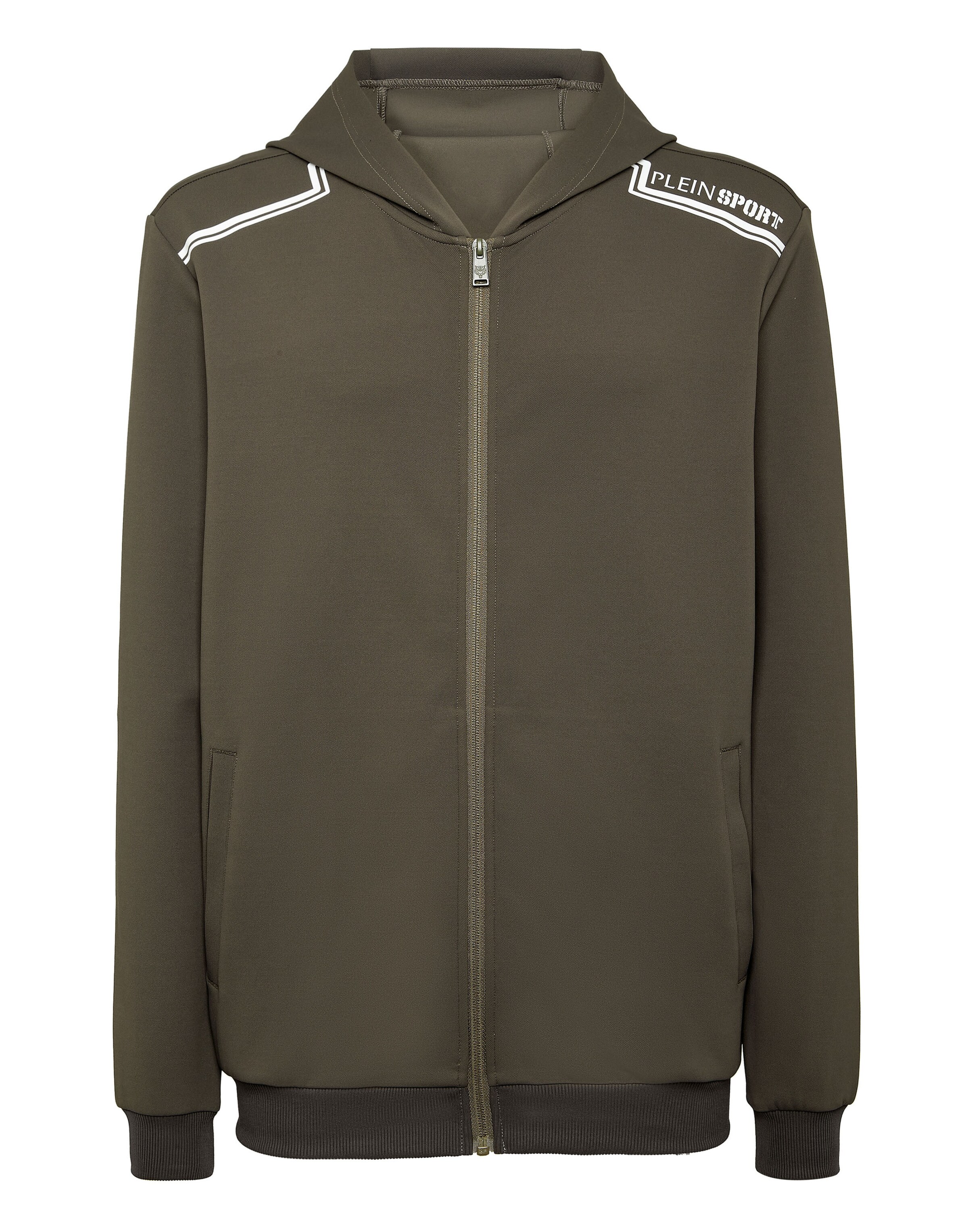 Plein Sport - Sudadera con cremallera en verde: frente