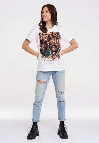 LOGOSHIRT Shirt 'Hobbit - Poster' in Wit