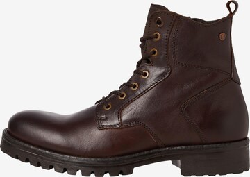 JACK & JONES Lace-Up Boots 'WATTICUS' in Brown: front