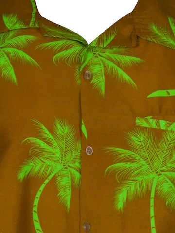 King Kameha Shirt 'Palmshadow' in Gelb