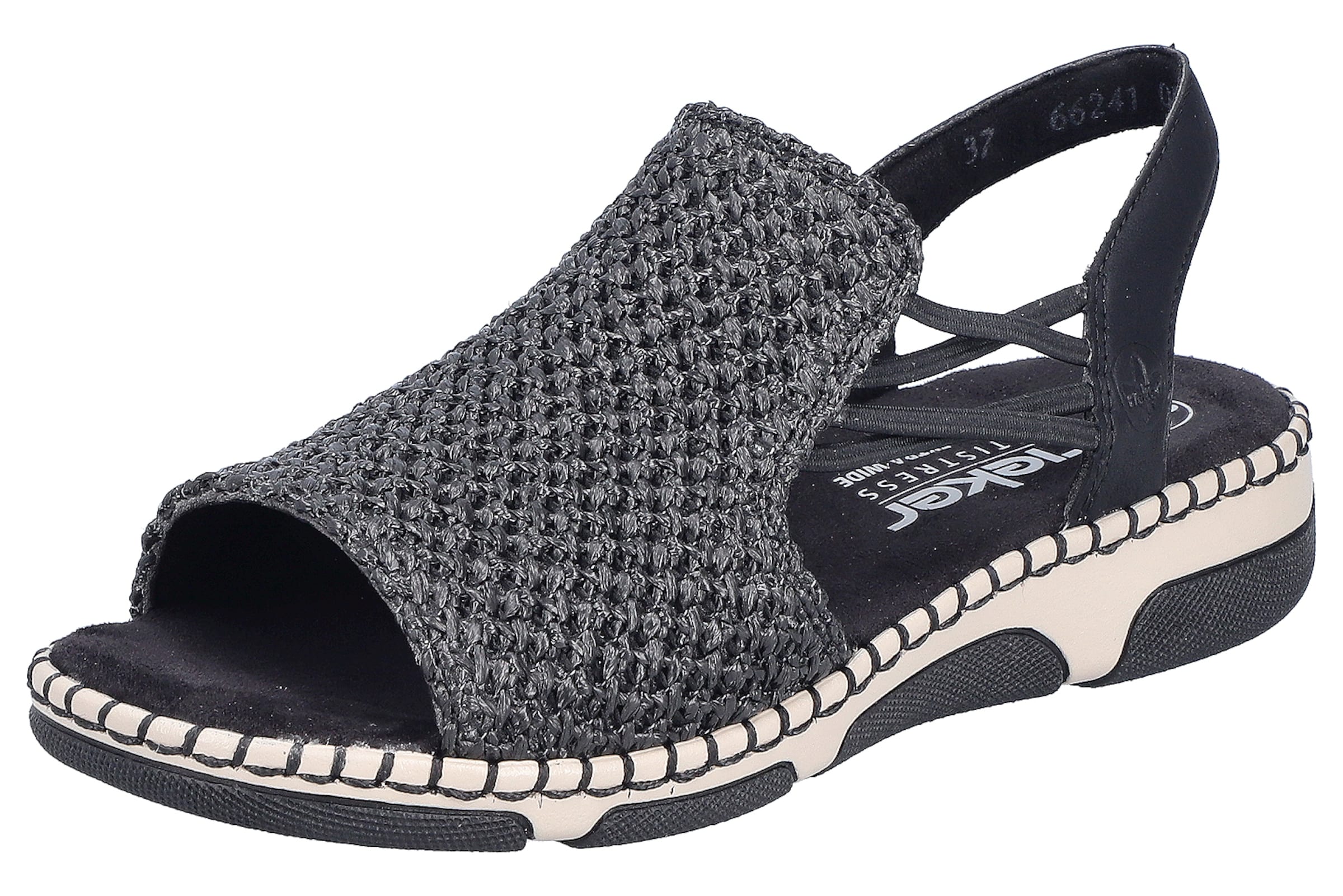 Sandales à lanières Rieker en noir : devant