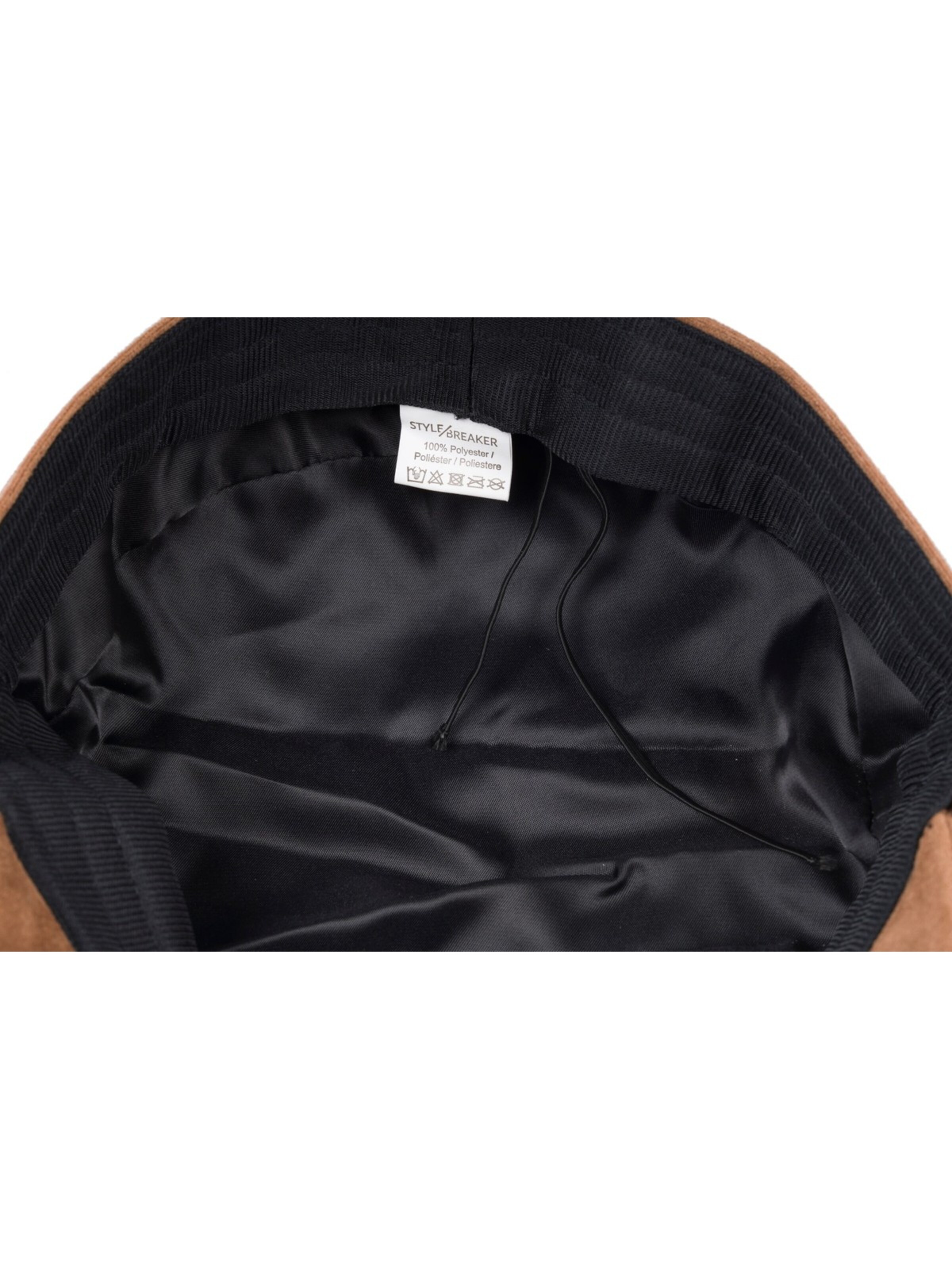 styleBREAKER Beanie 'Ballonmütze Einfarbig Veloursleder Optik' in Brown