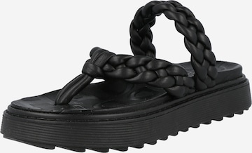 SHABBIES AMSTERDAM T-Bar Sandals in Black: front