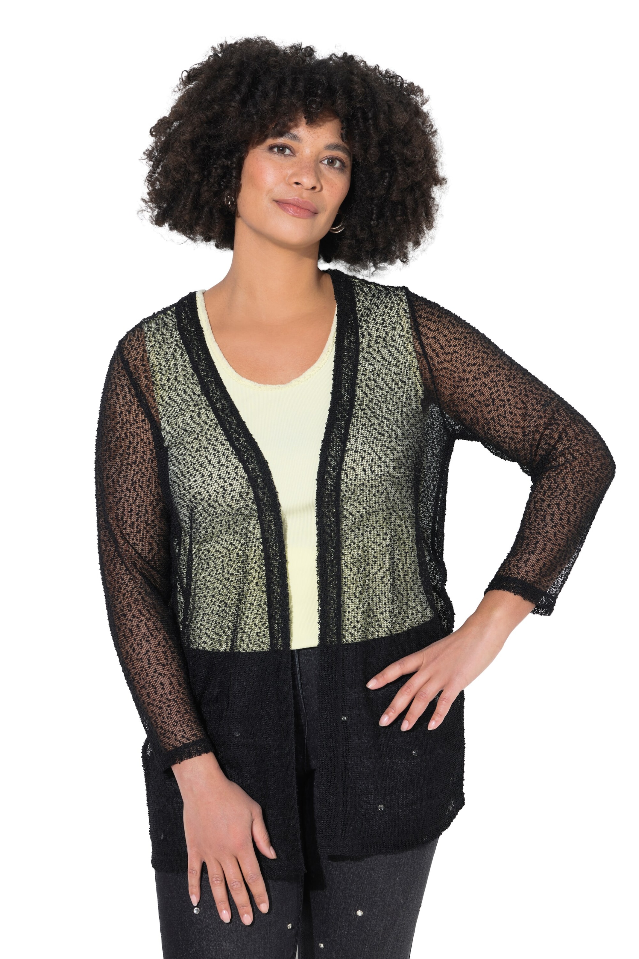 Angel of Style Knit cardigan in Black: front