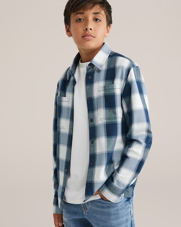 WE Fashion Regular fit Button Up Shirt in Blue: front