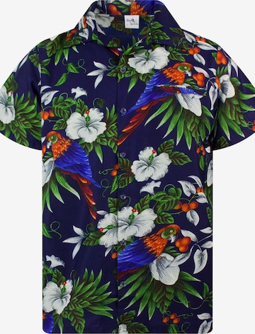 King Kameha Shirt 'Cherryparrot' in Blau: Vorderseite