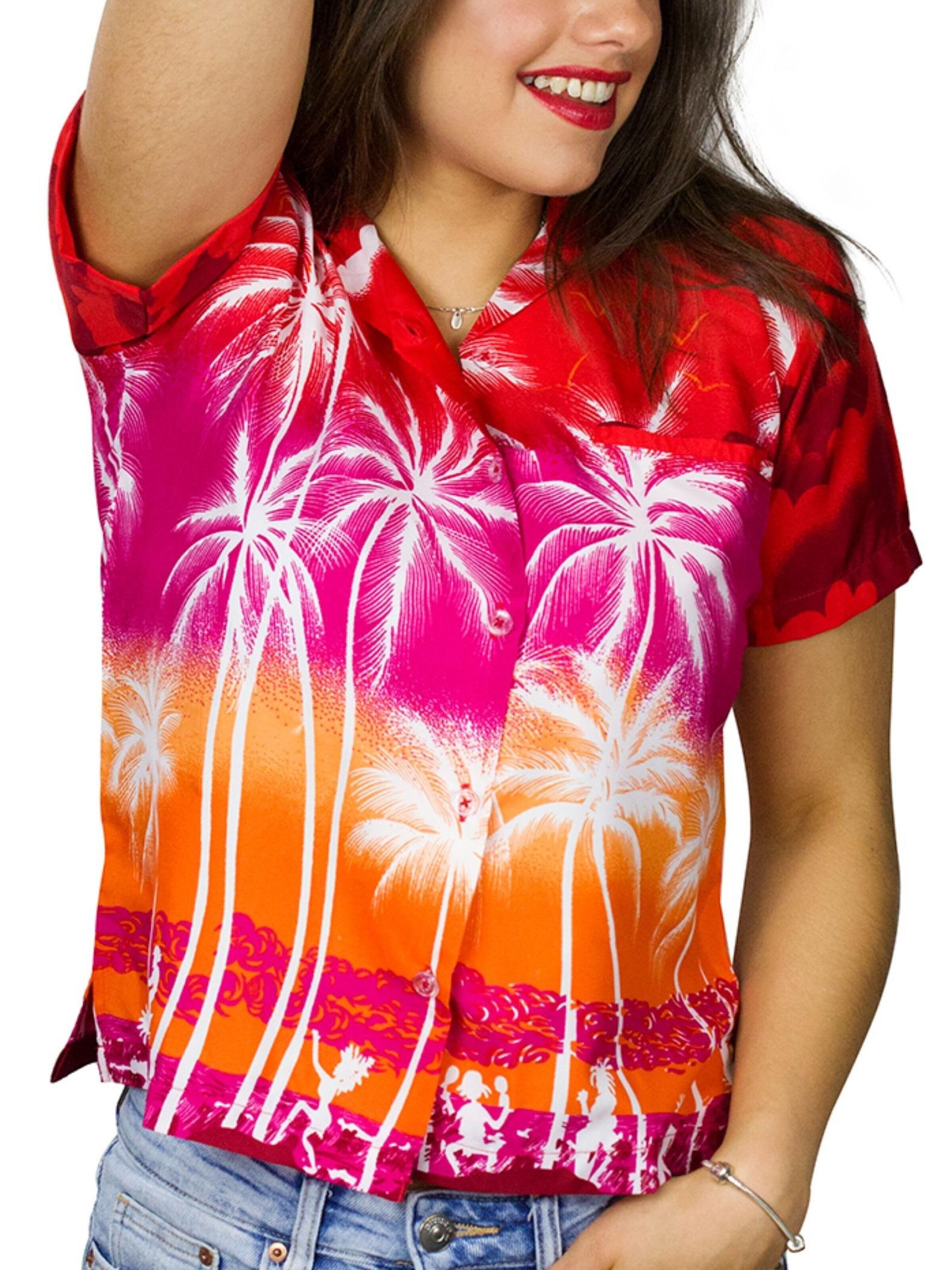 Camicia da donna 'Beach Negative' di King Kameha in rosso
