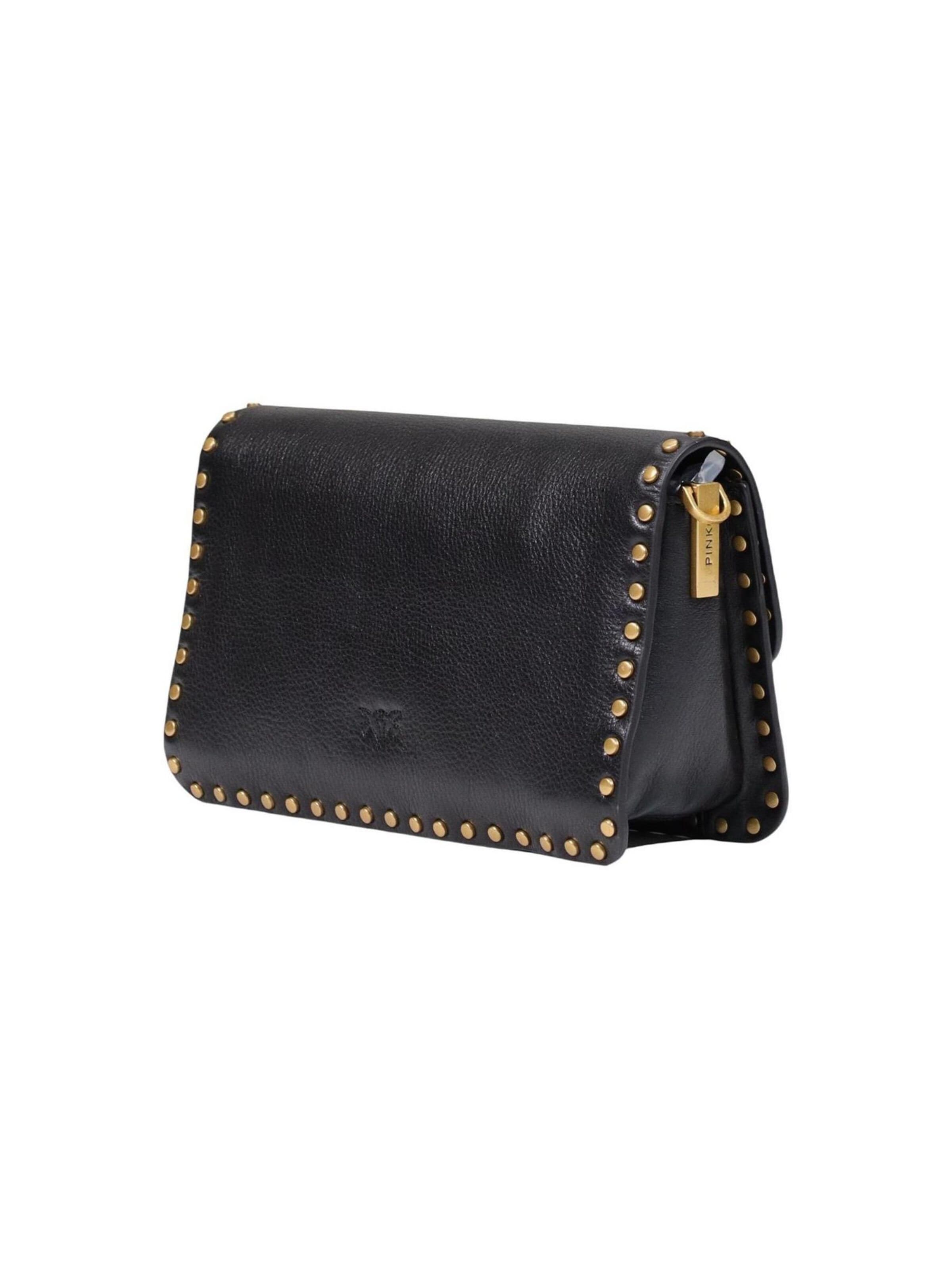 PINKO Axelremsväska 'LOVE ONE SLOUCHY MN. STUDS SMA 107665 A2JG' i svart
