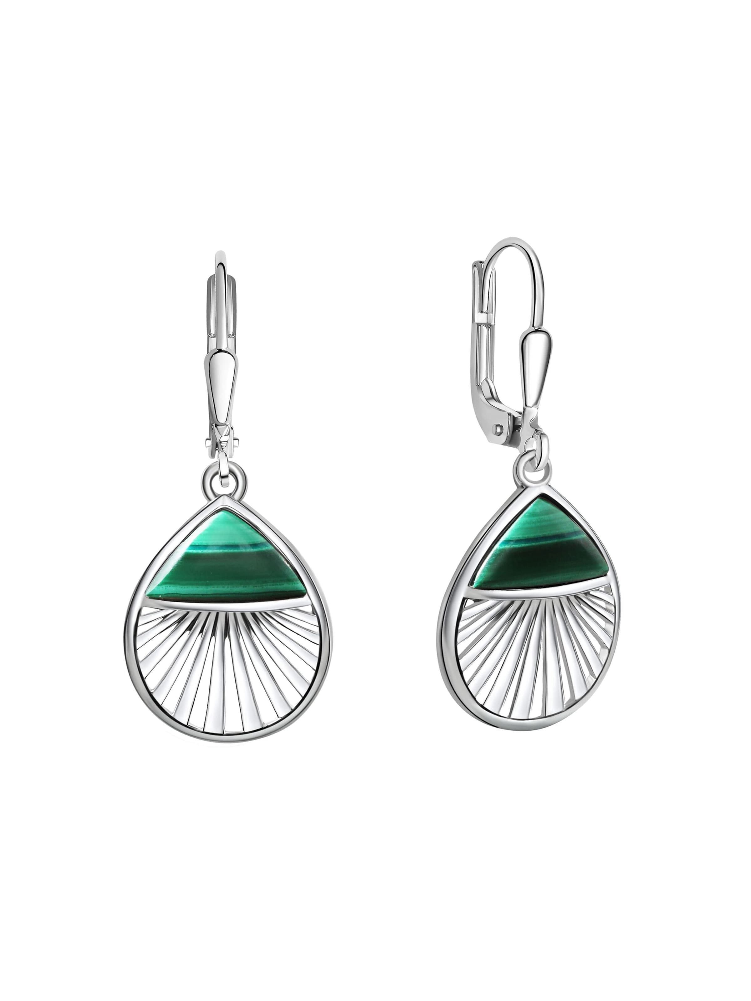 Zeeme Boucles d'oreilles en vert / blanc, Vue avec produit