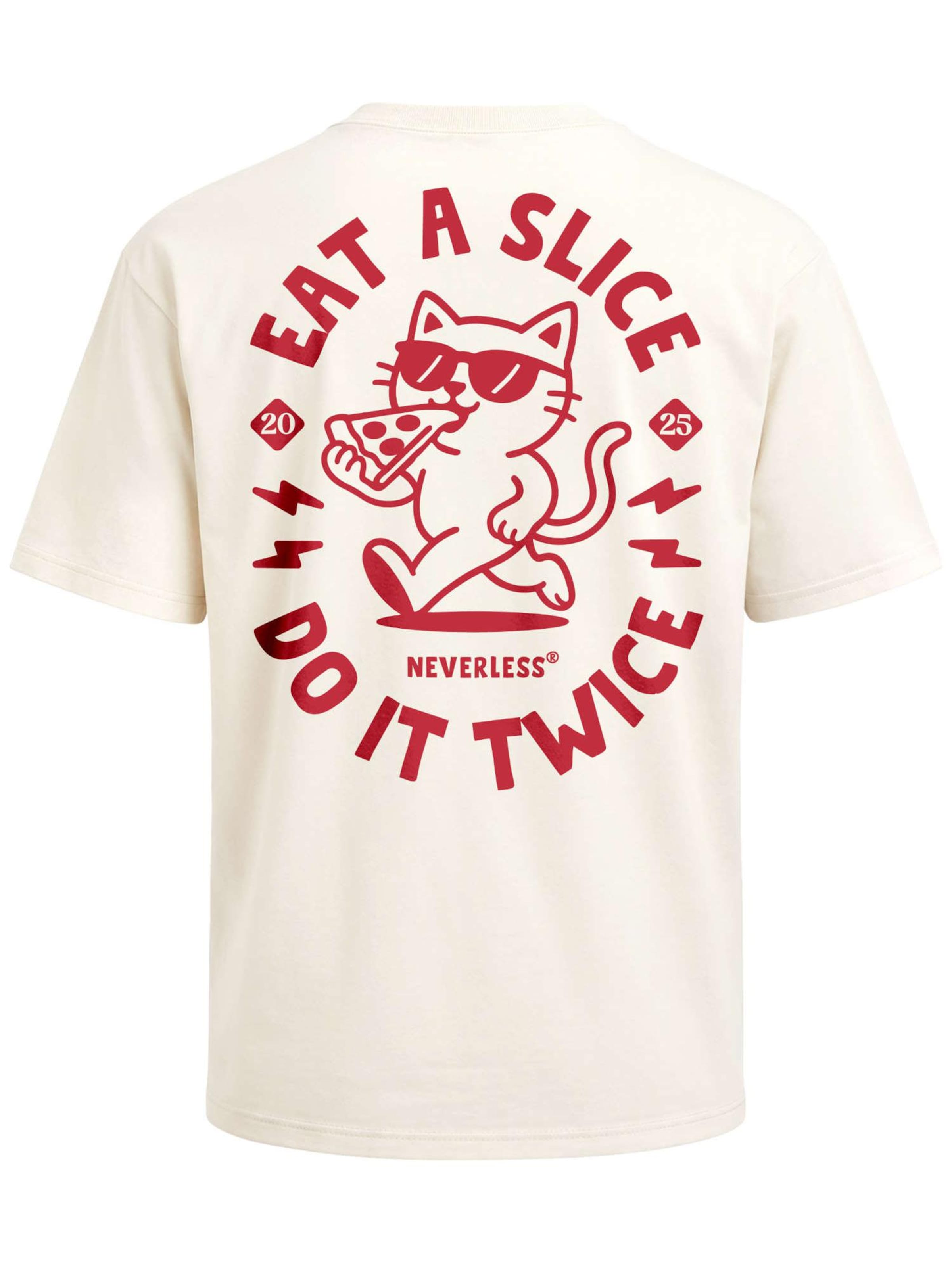 Neverless Shirt 'Eat a Slice'‌‌‌‌‌‌‌‌‌‌ in Beige: Vorderseite