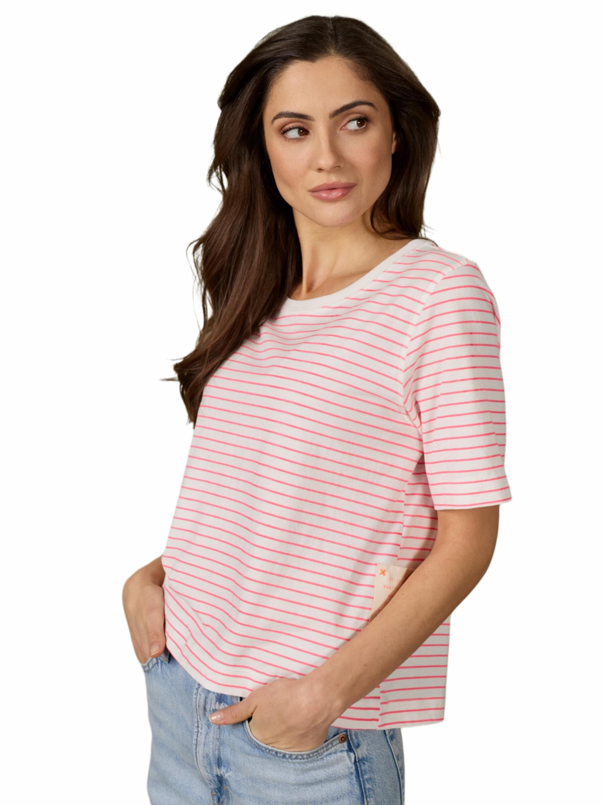 LIKS. Munich Shirt 'Tshirt mit Streifen Positiv Hearts' in Wit