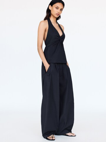 Pull&Bear Wide Leg Hose in Blau