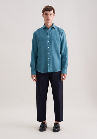 Coupe regular Chemise business 'Smart Linen' SEIDENSTICKER en bleu