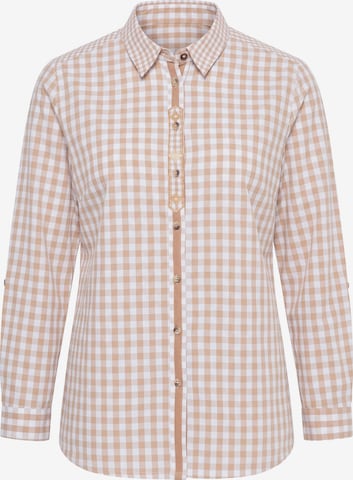Ulla Popken Trachtenbluse in Beige: Vorderseite
