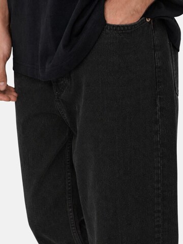 Only & Sons Loose fit Trousers 'ONLY & SONS ONSTYE LOOSE TPE WB 0131AZG DNM JEANS' in Black