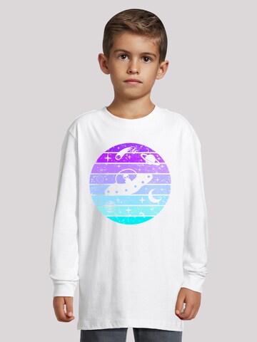 F4NT4STIC Shirt 'Retro Alien Weltraum Sonnenuntergang' in Weiß: Vorderseite