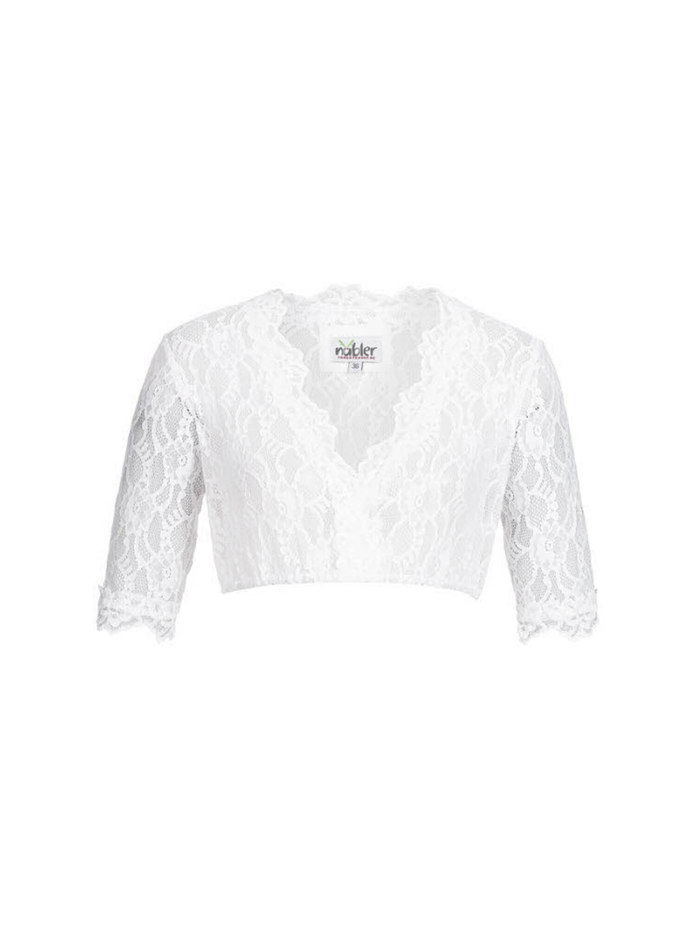 Trachtenhof Nübler Trachtenbluse 'Dirndlbluse 3/4 Arm Laura'‌ in Weiß: Vorderseite