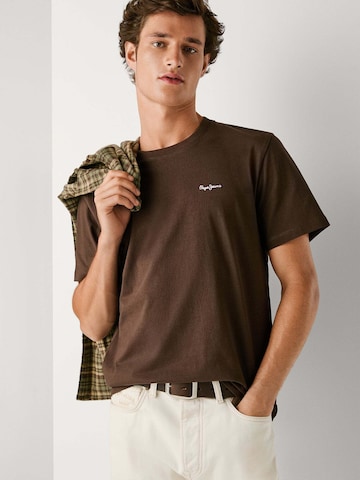 Pepe Jeans Shirt 'Contrast Connor' in Brown