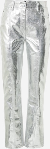 River Island Normalny krój Spodnie w kolorze srebrny: przód