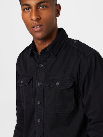 Brandit Regular fit Button Up Shirt in Black