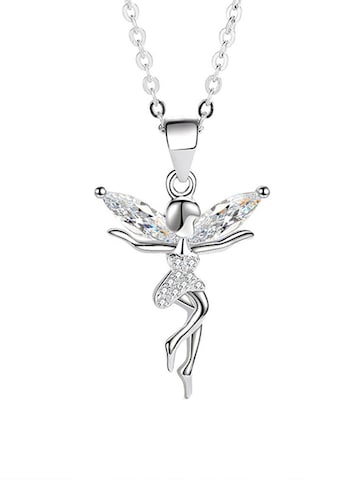 Staufergold Kette 'Kette „Feenlicht“ – Fee-Anhänger mit funkelnden Flügeln, zart & verspielt – Silber'‌‌‌‌‌‌‌ in Silber: Vorderseite